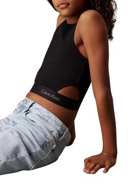 Top Calvin Klein Jeans Cut Out schwarz für Mädchen