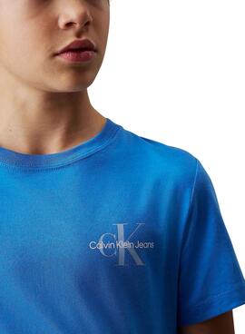 T-Shirt Calvin Klein Monogramm blau für Mädchen und Jungen