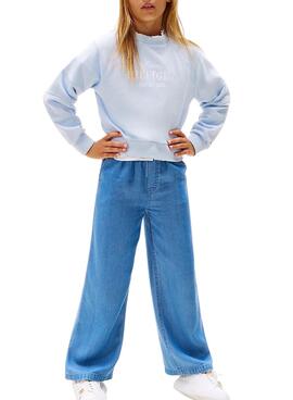 Sweatshirt Tommy Jeans Script  in Blau für Mädchen