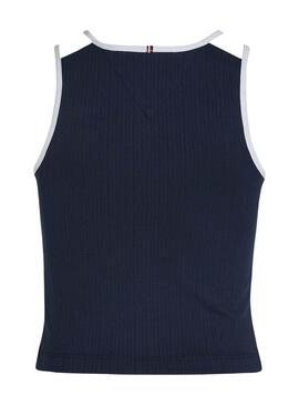 Top Tommy Hilfiger Contrast in Marineblau für Mädchen.