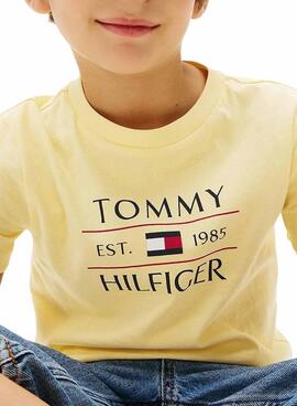  T-Shirt Tommy Hilfiger Flag Gelbes  für Kinder.