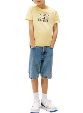  T-Shirt Tommy Hilfiger Flag Gelbes  für Kinder.