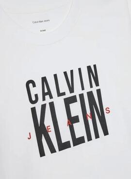 T-Shirt.  Kinder Calvin Klein Jeans Bold weißes 