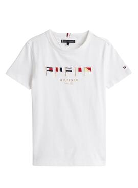 T-shirt Tommy Hilfiger MultiFlag weiß für Kinder.