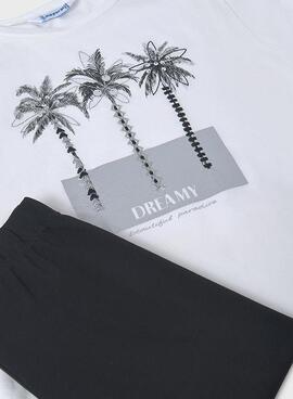 Set Mayoral Leggings und weißes T-Shirt für Mädchen.