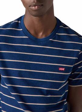 Original Levi's Housemark gestreiftes T-Shirt in Marineblau für Männer