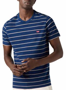 Original Levi's Housemark gestreiftes T-Shirt in Marineblau für Männer