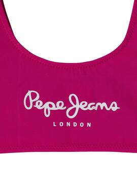 Bikini Pepe Jeans Set rosa fucsia für Mädchen.