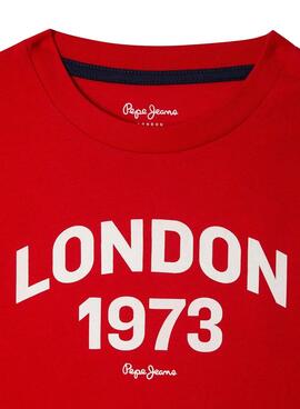 T-Shirt Pepe Jeans Dylan rot für Jungen.