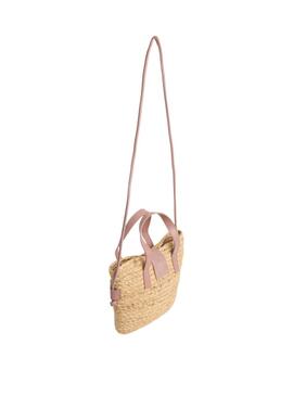 Tasche Pepe Jeans Fiona aus Naturjute und Rosa für Frauen