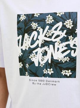 T-shirt Jack and Jones Hawaii Shape weiß für Herren
