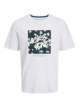 T-shirt Jack and Jones Hawaii Shape weiß für Herren