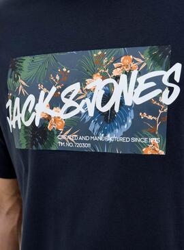 T-Shirt Jack and Jones Hawaii Shape in Marineblau für Herren