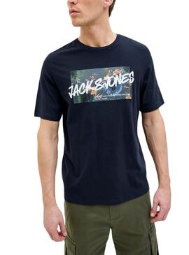 T-Shirt Jack and Jones Hawaii Shape in Marineblau für Herren