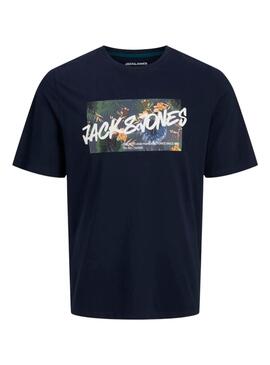 T-Shirt Jack and Jones Hawaii Shape in Marineblau für Herren