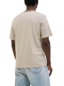 T-Shirt Jack and Jones Hawaii Shape beige für Herren