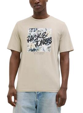 T-Shirt Jack and Jones Hawaii Shape beige für Herren