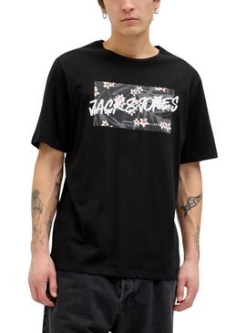 T-Shirt Jack and Jones Hawaii Shape Schwarz für Herren