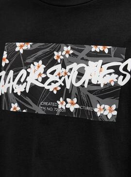 T-Shirt Jack and Jones Hawaii Shape Schwarz für Herren