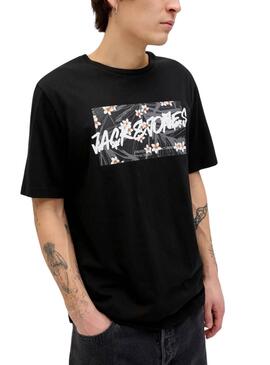 T-Shirt Jack and Jones Hawaii Shape Schwarz für Herren