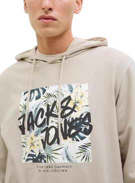 Sweatshirt Jack and Jones Hawaii Shape in Beige für Herren.