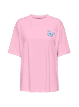 T-Shirt Only Vivvi Buterfly rosa für Damen.