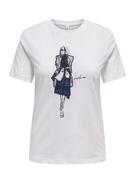 T-Shirt Only Emma Lady Iconic in weiß für Damen