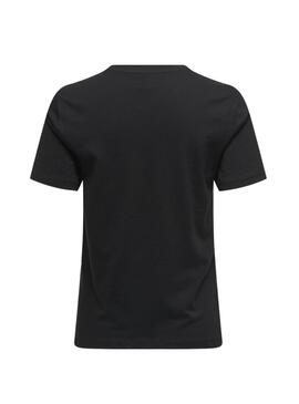 T-shirt Only Polly Tasche mit Blumen Schwarz für Damen.