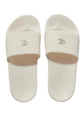  Flip-Flops Calvin Klein Monogramm beige für Frauen