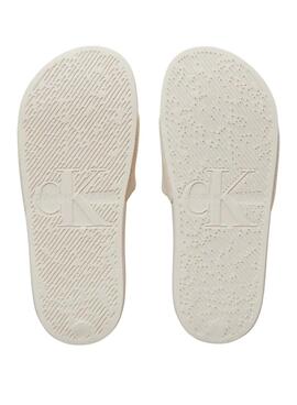  Flip-Flops Calvin Klein Monogramm beige für Frauen