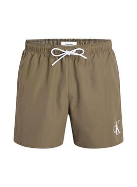 Badehose Calvin Klein Monogramm in Grün für Männer.
