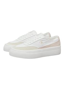Sneakers Calvin Klein aus Leinwand mit weißer Plattform für Frauen.