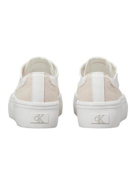 Sneakers Calvin Klein aus Leinwand mit weißer Plattform für Frauen.