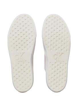 Sneakers Calvin Klein aus Leinwand mit weißer Plattform für Frauen.