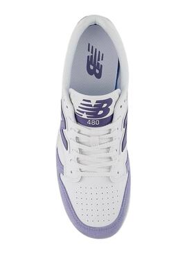 Turnschuhe New Balance BB480 weiß und malve für Männer
