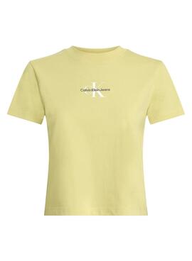 T-Shirt Calvin Klein cropped Monolog gelb für Damen