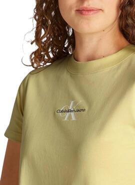 T-Shirt Calvin Klein cropped Monolog gelb für Damen