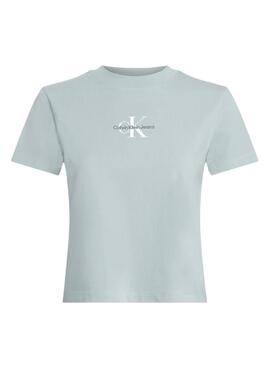 T-shirt Calvin Klein cropped Monolog blau für Frauen.