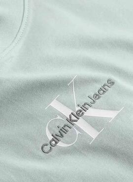 T-shirt Calvin Klein cropped Monolog blau für Frauen.