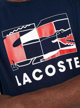T-Shirt Lacoste Sport Tennisplatz Navy Herren