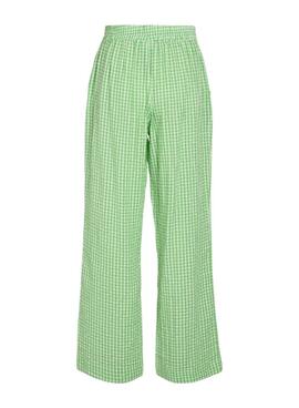 Hose Vila Vialvaro grünes Vichy-Karomuster für Frauen
