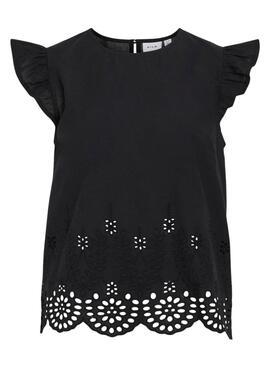 Bluse Vila Vihortensa schwarz für Frauen.