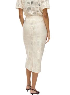 Rock Vila Vinovira midi beige für Frauen