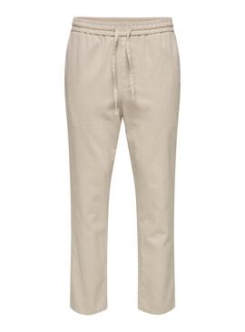 Hose Only and Sons Linus Crop Beige für Herren.