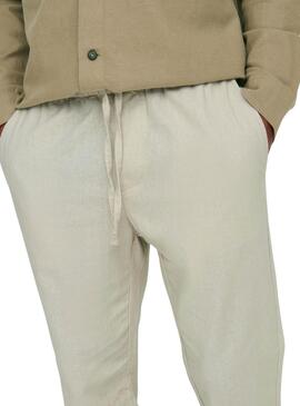 Hose Only and Sons Linus Crop Beige für Herren.
