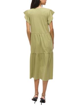 Grünes Vila Visummer Midi-Kleid für Damen