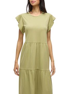 Grünes Vila Visummer Midi-Kleid für Damen