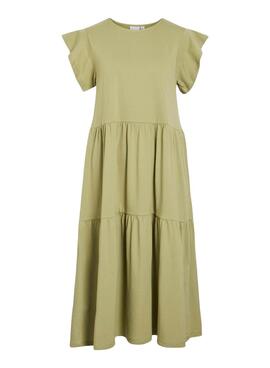 Grünes Vila Visummer Midi-Kleid für Damen