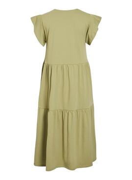 Grünes Vila Visummer Midi-Kleid für Damen