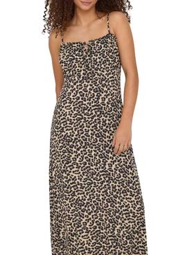 Kleid Only Nelly Leopardenmuster Braun für Damen